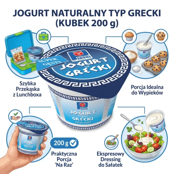 Jogurt naturalny typ Grecki kubek 200 g OSM Piaski