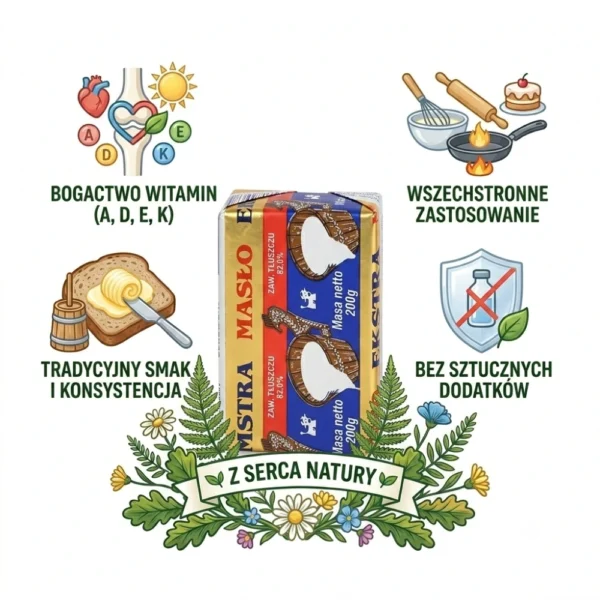 Masło EXTRA 82% tłuszczu kostka 200 g OSM Piaski