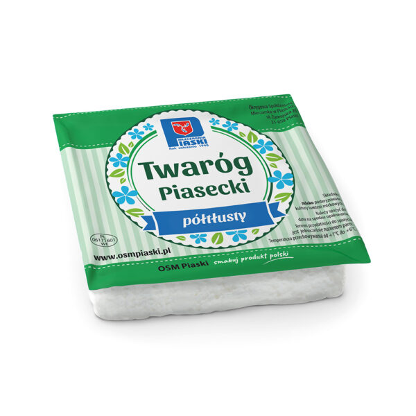 Twaróg Piasecki półtłusty krajanka 250 g próżnia OSM Piaski